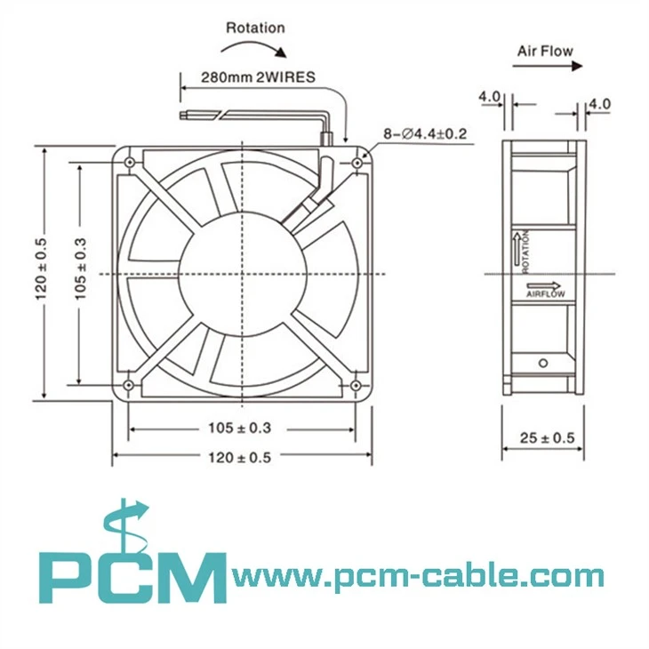 12V Dc 120mm 2pin 120x120x25mm CPU Cooling Computer PC Case