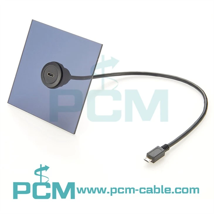 Panel Mount Cable USB C to Micro B Male cabinet panel mount usb cable