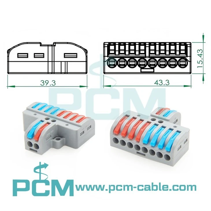 Lever Wire Connectors 2 in 8 Out Terminal Blocks Electrical Wire Splicing Connectors 10mm Stripping Quick Wiring Connect