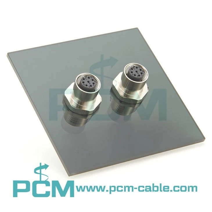 M12 Actuator And Sensor Receptacle Panel Feed Through Connector