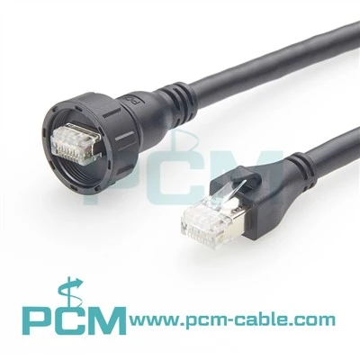 রাগড ওয়াটারপ্রুফ ইথারনেট কেবল RJ45 পুরুষ থেকে পুরুষ