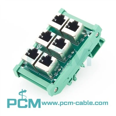 DIN Rail RJ45 ইন্টারফেস মডিউল 6 পোর্ট