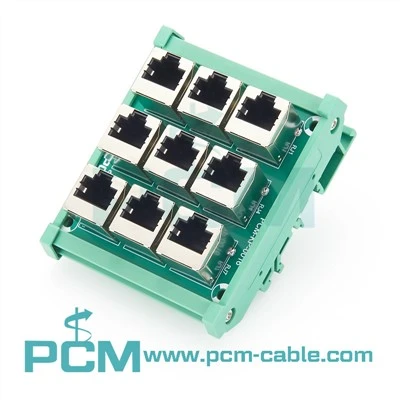 DIN Rail RJ45 ইন্টারফেস মডিউল 9 পোর্ট